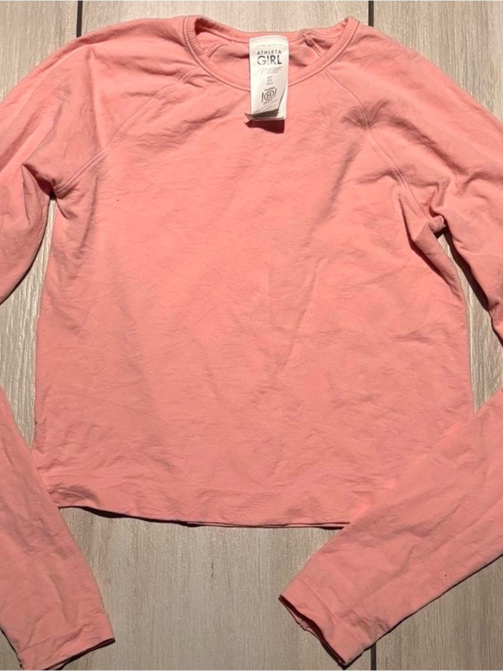 Athleta Girl Coral Pink Long-Sleeve Crewneck Top